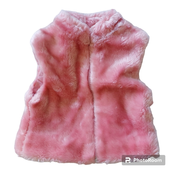 In Extenso Toddler Girls Pink Faux Fur Vest - Picture 2 of 10
